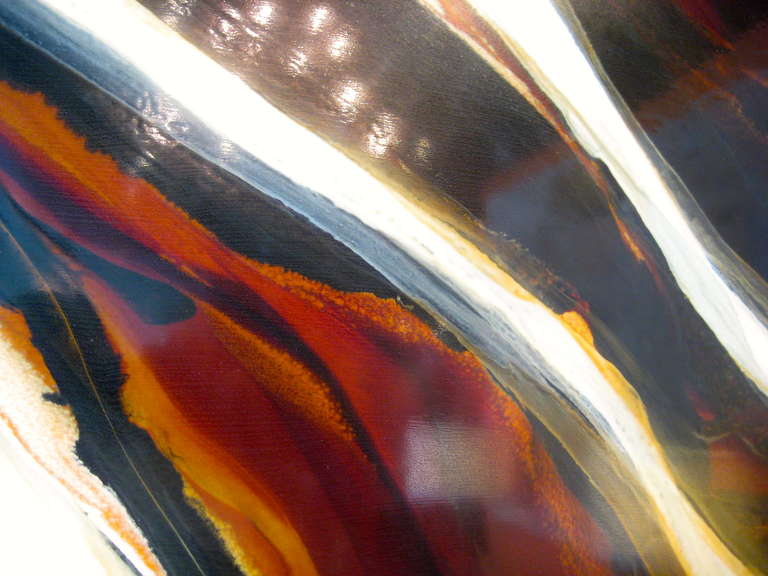 Late 20th Century Original Abstract Expressionist Resin Painting by Nicholas Mirandon Signed and Dated 1973