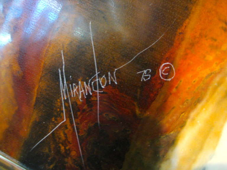 Original Abstract Expressionist Resin Painting by Nicholas Mirandon Signed and Dated 1973 1