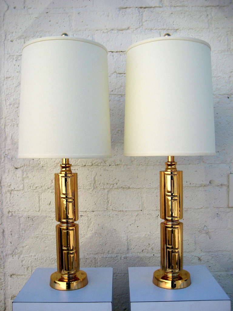 Mid-Century Modern A glitteringly chic pair of gilded 1950's table lamps