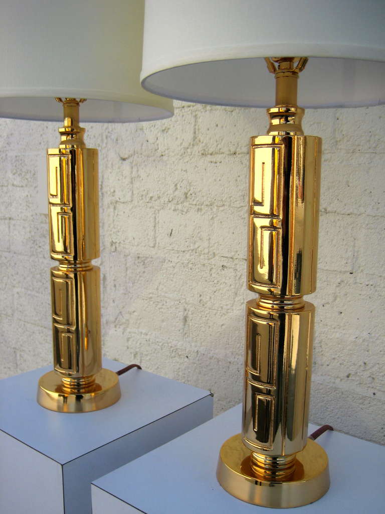 A glitteringly chic pair of gilded 1950's table lamps 2