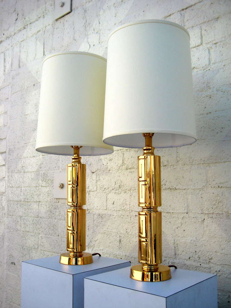 A glitteringly chic pair of gilded 1950's table lamps 3