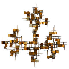 Spectacular Vintage William Bowie Gilt and Silvered Wall Sculpture, circa 1960