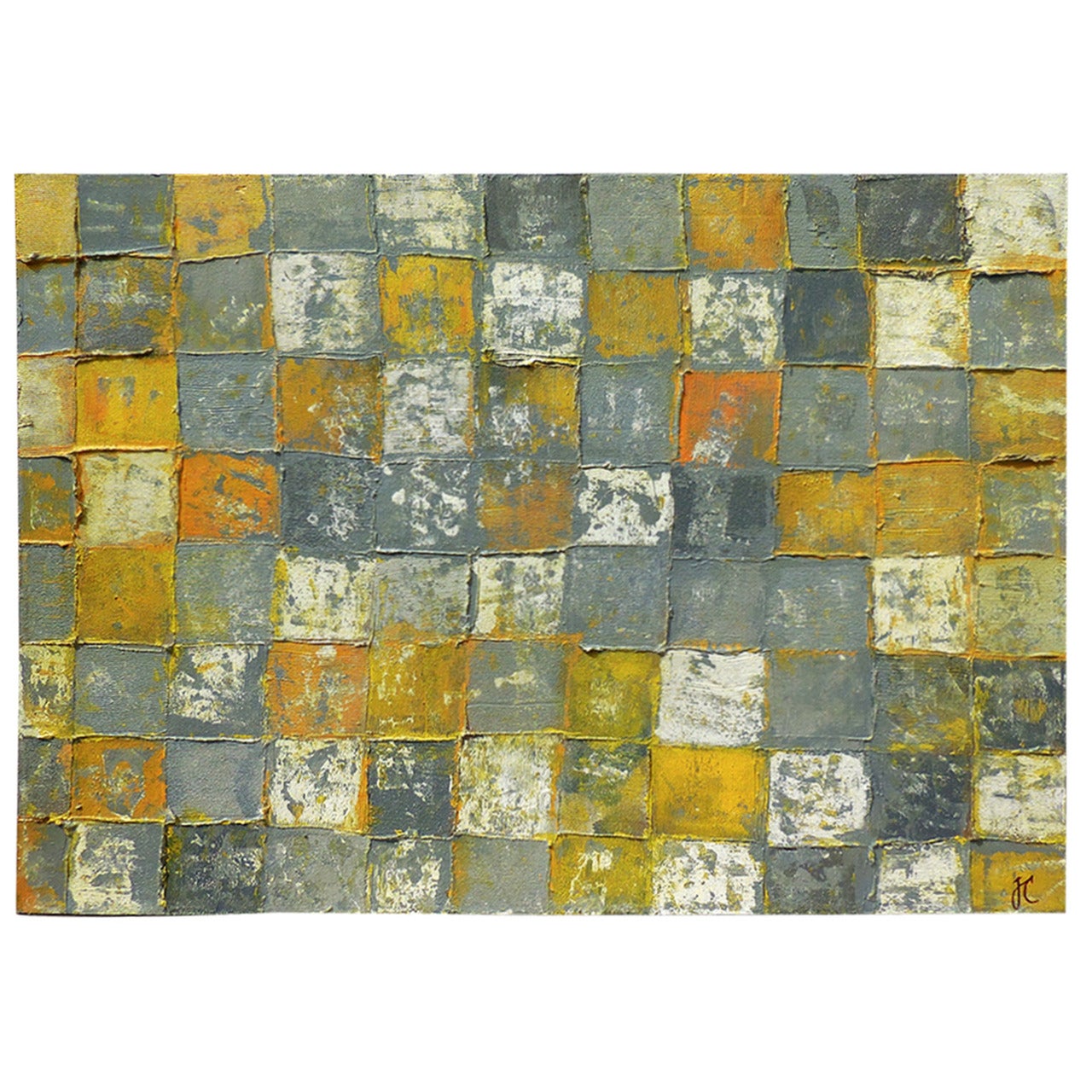 Large-Scale Whimsical Textured Geometric Abstract Acrylic on Canvas, circa 1980s