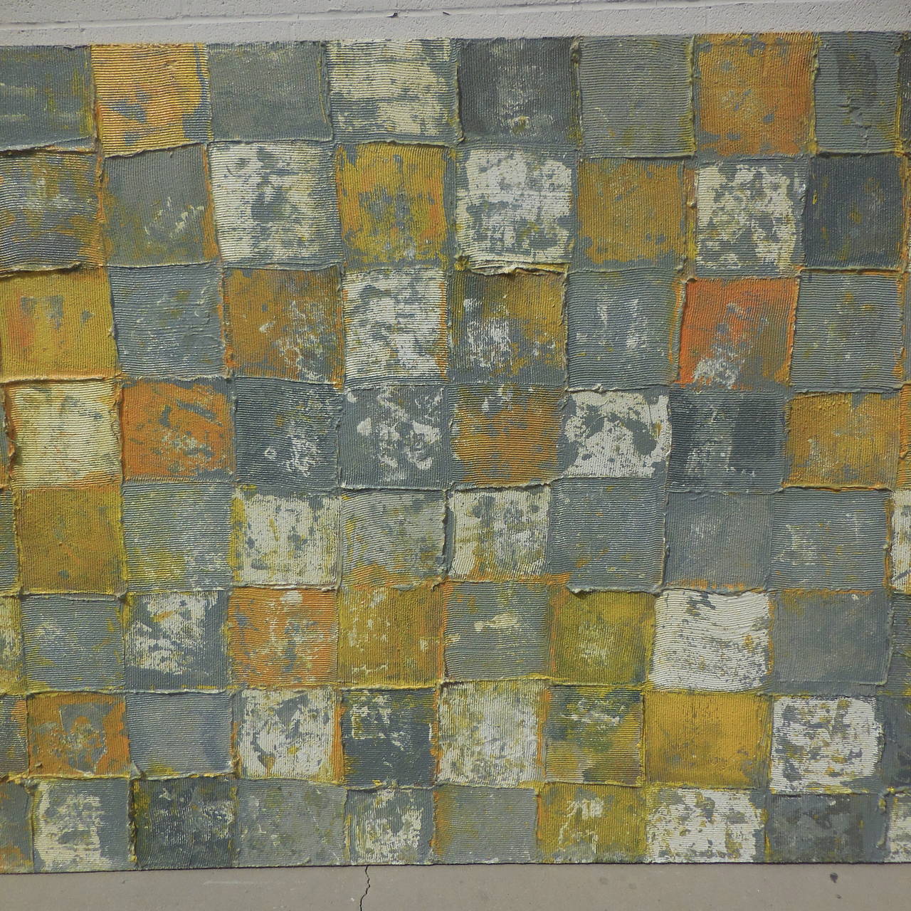 American Large-Scale Whimsical Textured Geometric Abstract Acrylic on Canvas, circa 1980s