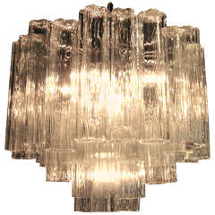 A Beautifully Scaled And Sparkling Murano Glass Chandelier By Venini.  C. 1960's.