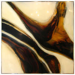 Original Abstract Expressionist Resin Painting by Nicholas Mirandon Signed and Dated 1973