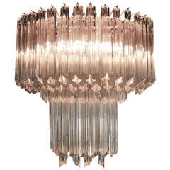 A Spectacularly Dramatic Chandelier With Angle Cut Glass Crystals By Venini for Camer Glass.  C. 1960's.