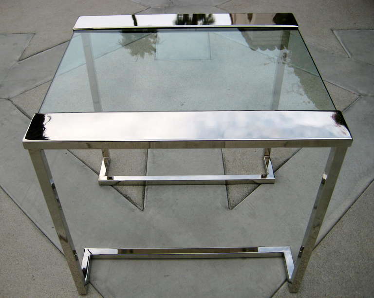 A Nickel Plated and Glass Side Table in the Style of Pace Collection circa 1970s 1