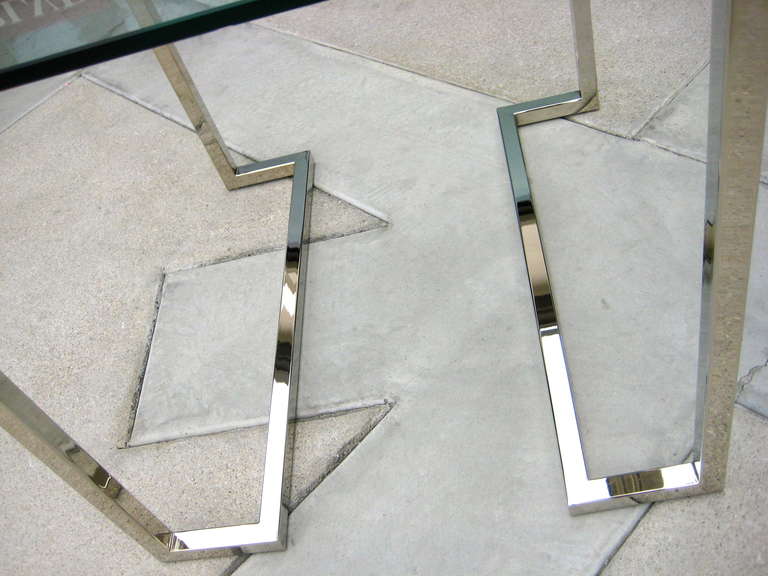 A Nickel Plated and Glass Side Table in the Style of Pace Collection circa 1970s 2