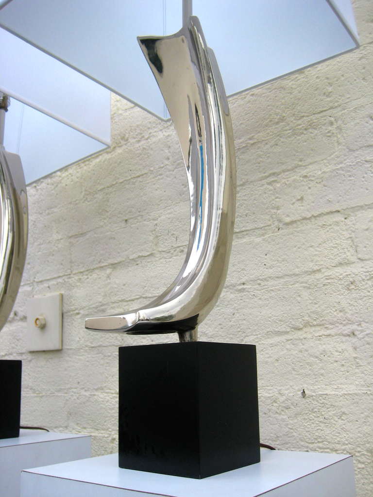 Stainless Steel Pair of 1960s Sculptural Lamps by Laurel Lamp Company