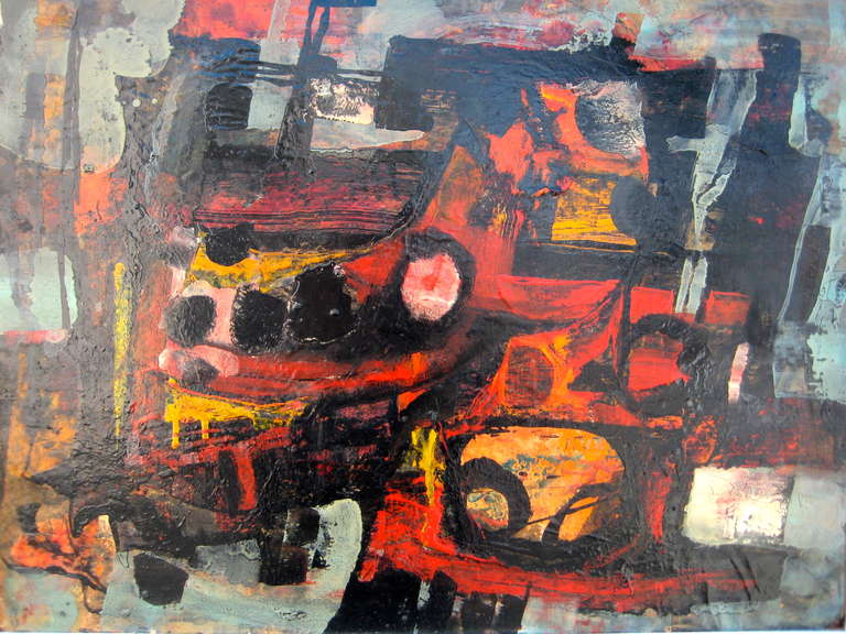 American A powerfully composed Abstract Expressionist painting from the 1950's.