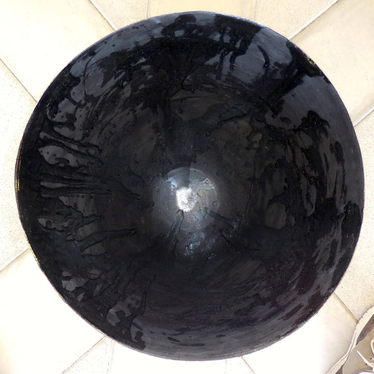 Pitch Black Contemporary Glazed Stoneware Vessel by Darcy Badiali, circa 2015 3