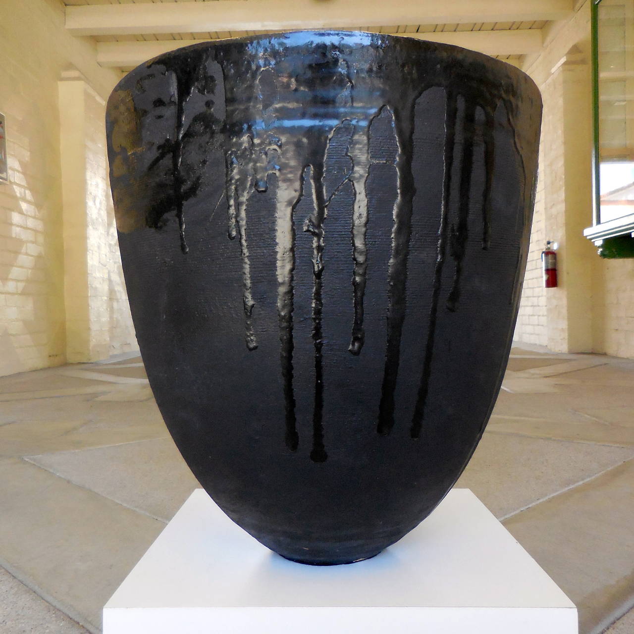 American Pitch Black Contemporary Glazed Stoneware Vessel by Darcy Badiali, circa 2015
