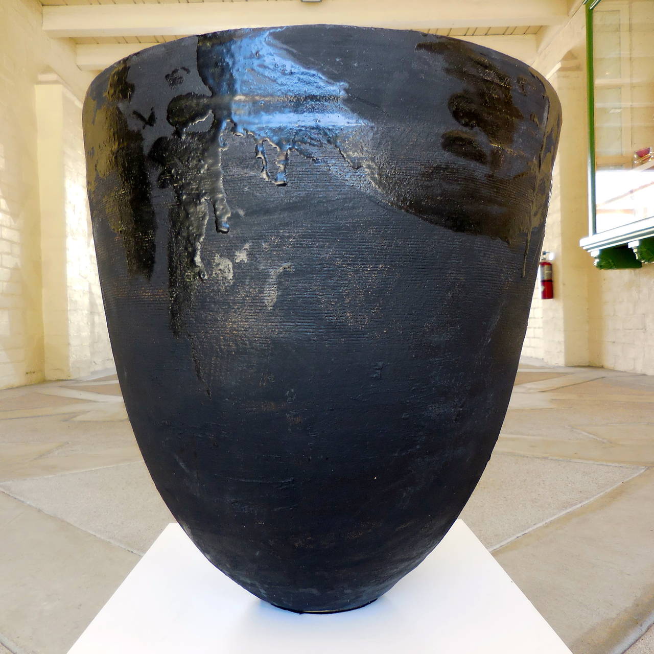 Modern Pitch Black Contemporary Glazed Stoneware Vessel by Darcy Badiali, circa 2015