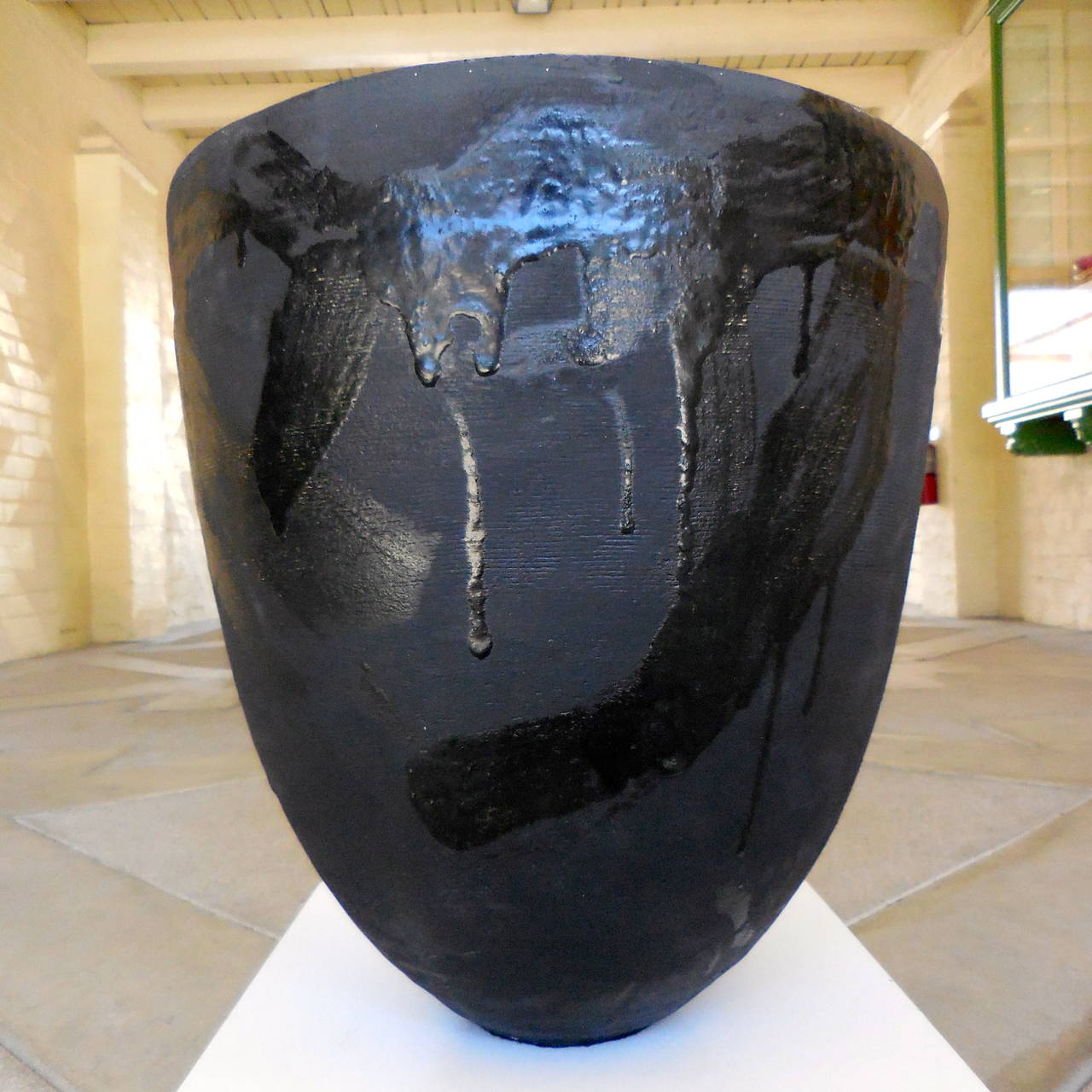 Clay Pitch Black Contemporary Glazed Stoneware Vessel by Darcy Badiali, circa 2015