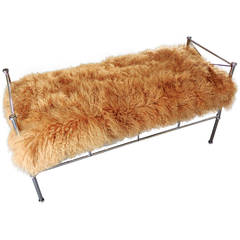 Decadent Tibetan Wool Upholstered Hollywood Regency Bench, circa 1970s