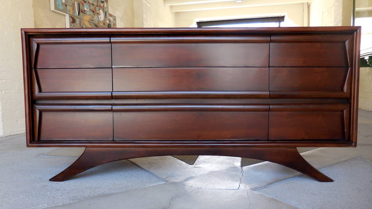 Nine-Drawer Walnut Chest in the Style of Vladimir Kagan Made by Kroehler 2