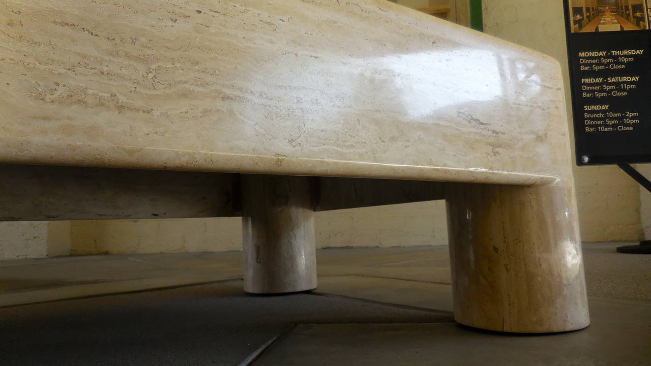 Late 20th Century Custom Rectangular Travertine Coffee Table Attributed to Michael Taylor