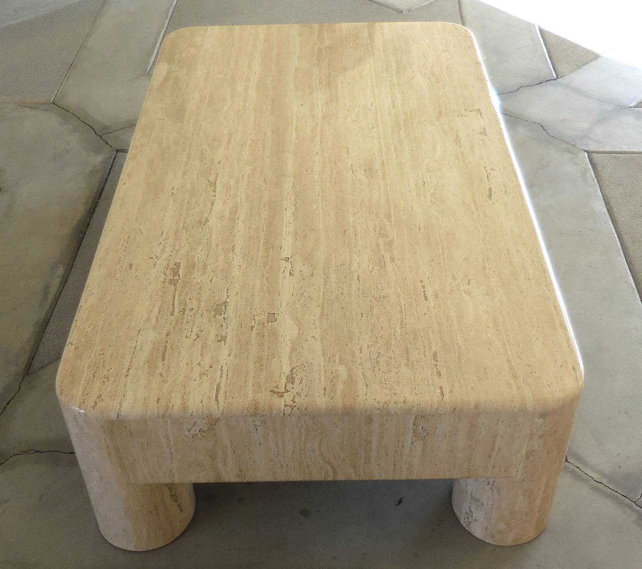 Custom Rectangular Travertine Coffee Table Attributed to Michael Taylor 4