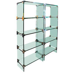 A Pair Of 1970's Glass And Chrome Etagere From The Pace Collection