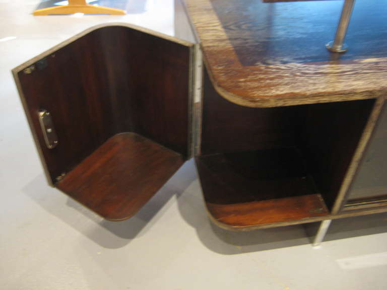 Art Moderne Cerused Oak Waterfall Desk with Matching Chair, Circa 1940s 3