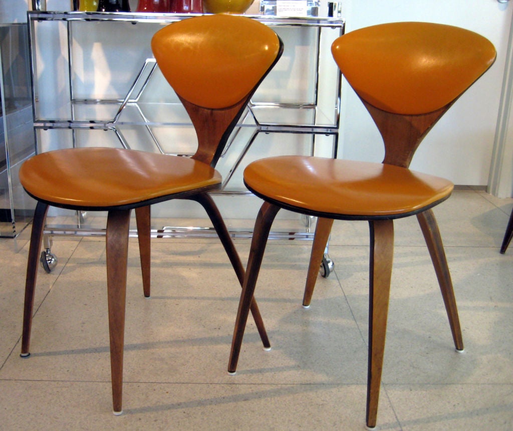 A pair of Norman Cherner upholstered side chairs circa 1960