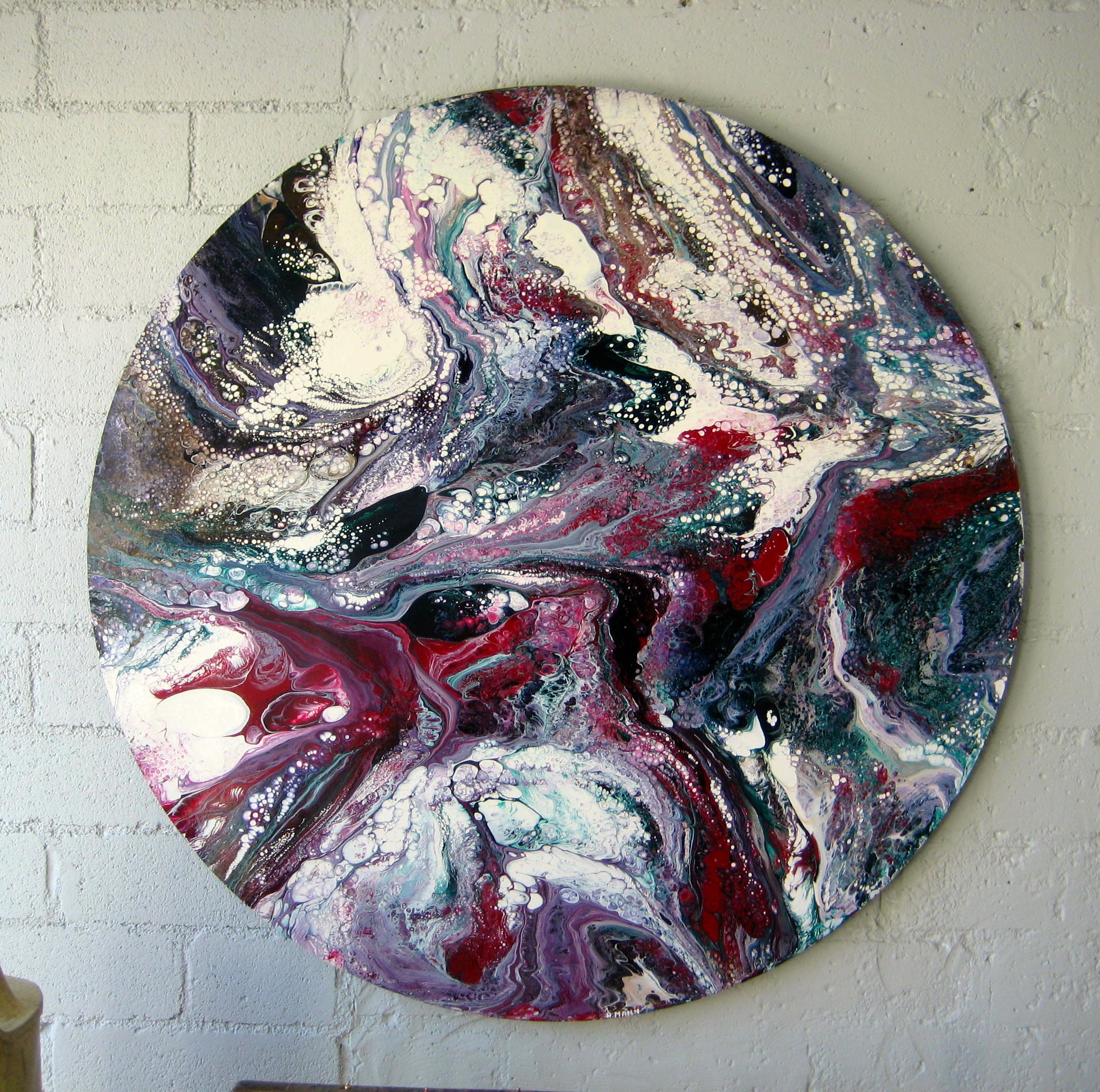 An Original Oil On Round Panel By American Artist Richard Mann For Sale