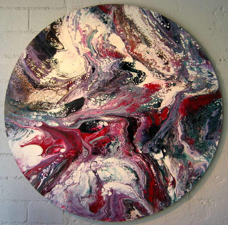 Expressionist An Original Oil On Round Panel By American Artist Richard Mann For Sale