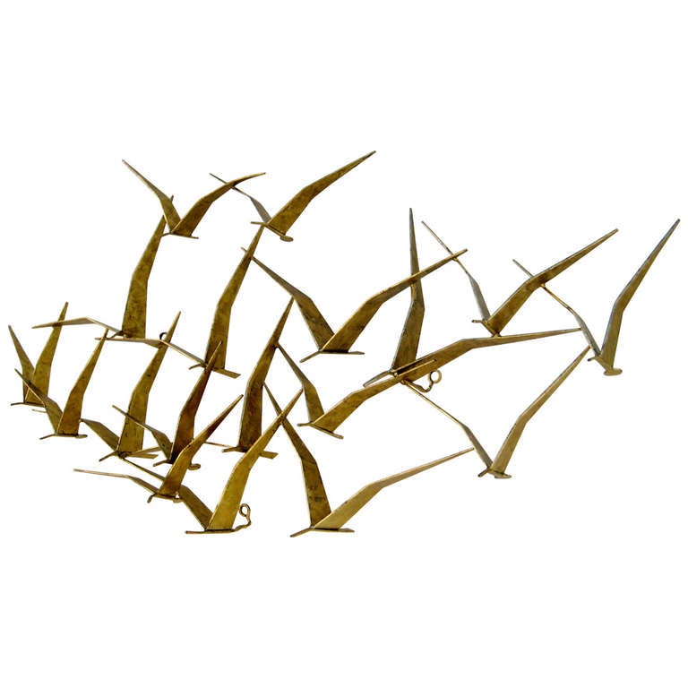 Gold Leafed "Seagull" Wall Sculpture by Artisan House/ Curtis Jere, circa 1970s