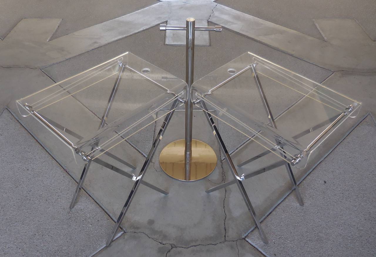 Mid-20th Century Deluxe Chrome and Lucite Tray Tables by Charles Hollis Jones C.1960s