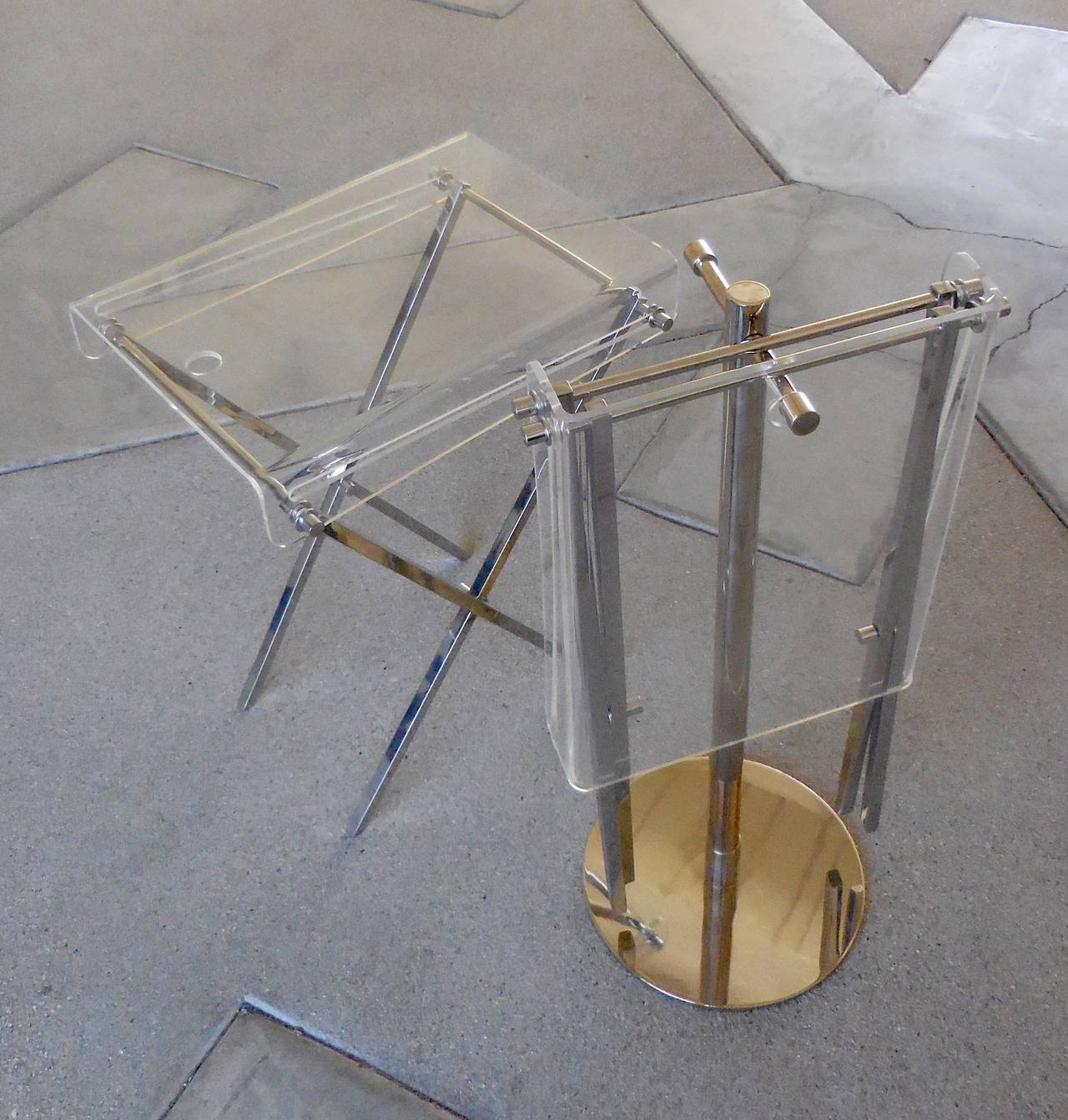Mid-Century Modern Deluxe Chrome and Lucite Tray Tables by Charles Hollis Jones C.1960s
