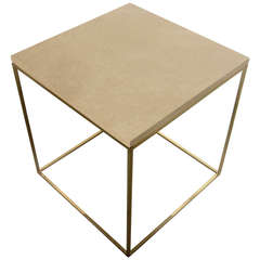A Solid Brass and Travertine Occasional Table, circa 1960s