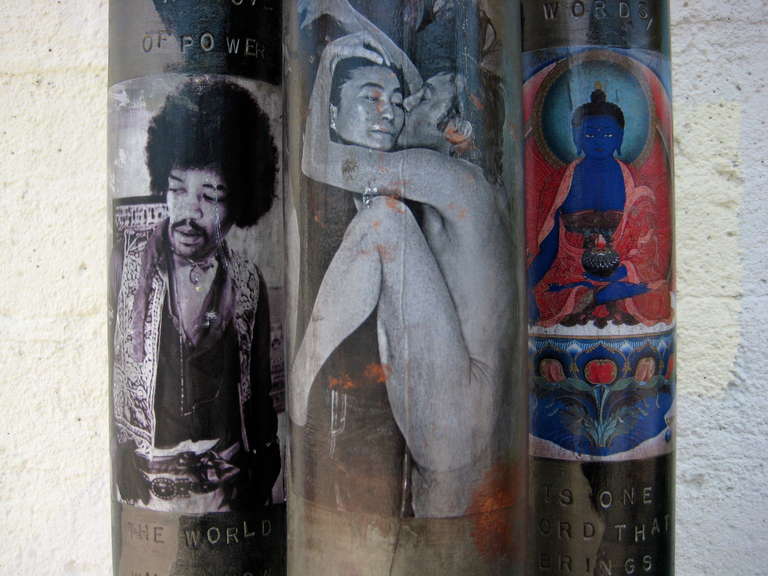 Provocative Trio of Dummy Artillery Shells with Non-Violent Credo and Imagery 2