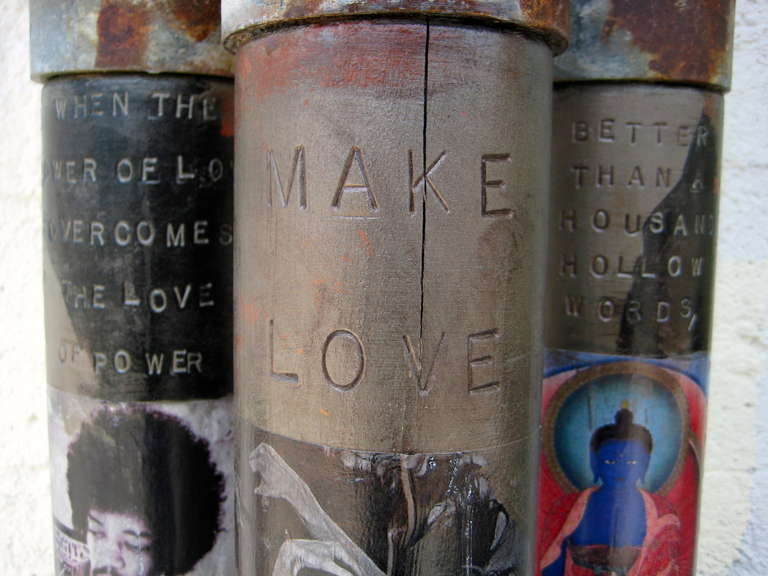 Provocative Trio of Dummy Artillery Shells with Non-Violent Credo and Imagery 3