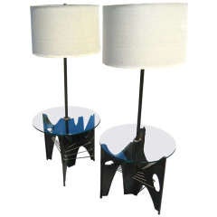 Spectacular Pair of "Brutalist" Sculptural Floor or Table Lamps, circa 1960s