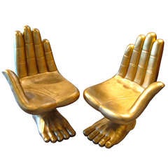 A pair of surrealist "hand" chairs in the style of Pedro Friedeberg