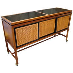 A 1960's Mahogany Rolling Bar Cabinet by Michael Taylor for Baker