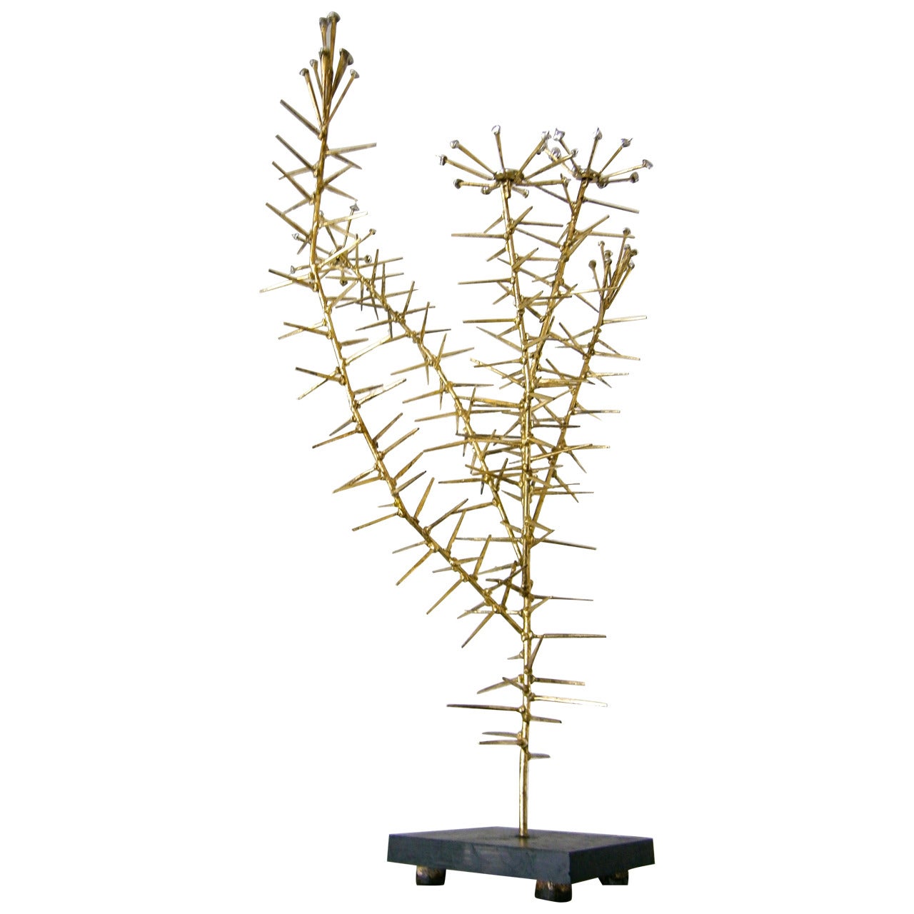 "Midas" A Thorny Hand Sculpted and Gilded Botanical Sculpture By Del Williams, For Sale