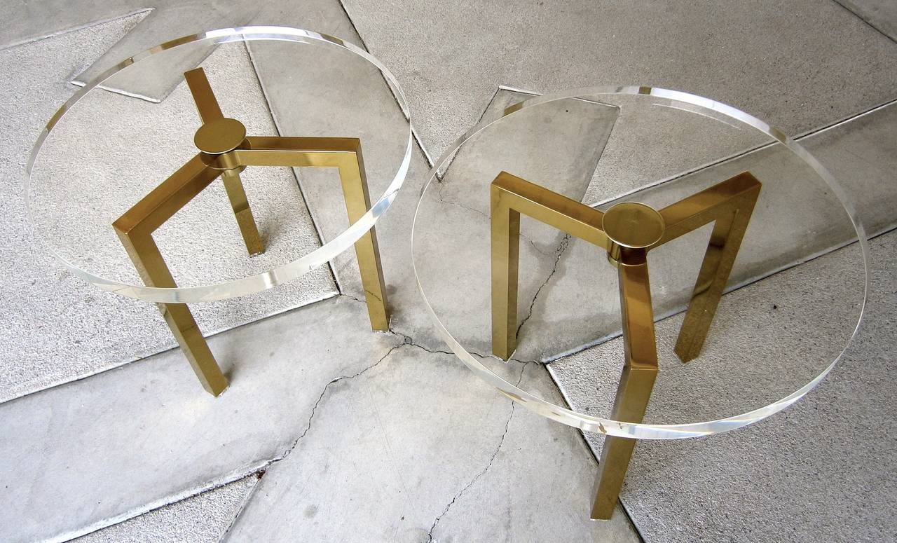 American Pair of Brass and Lucite 