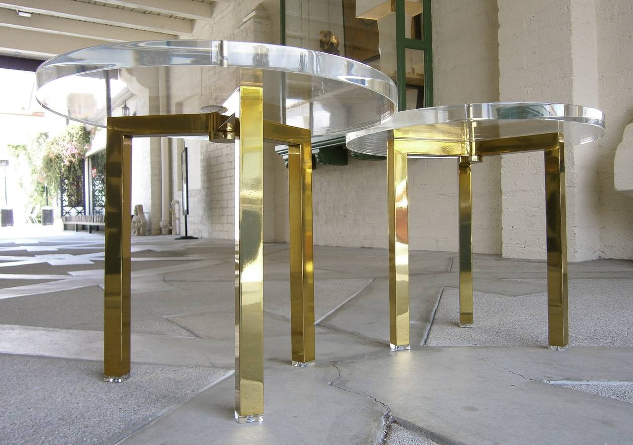 Pair of Brass and Lucite 