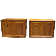 A Pair Of Walnut And Rosewood Renzo Rutili Bedside Cabinets C. 1950's