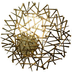 "Gilded Cage" A Gold Leafed Steel and Glass Composition by Del Williams