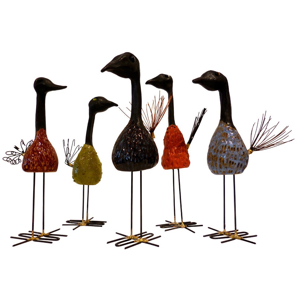 A Whimsical Collection of Five "Birds" by American Artist Brenda Williams For Sale