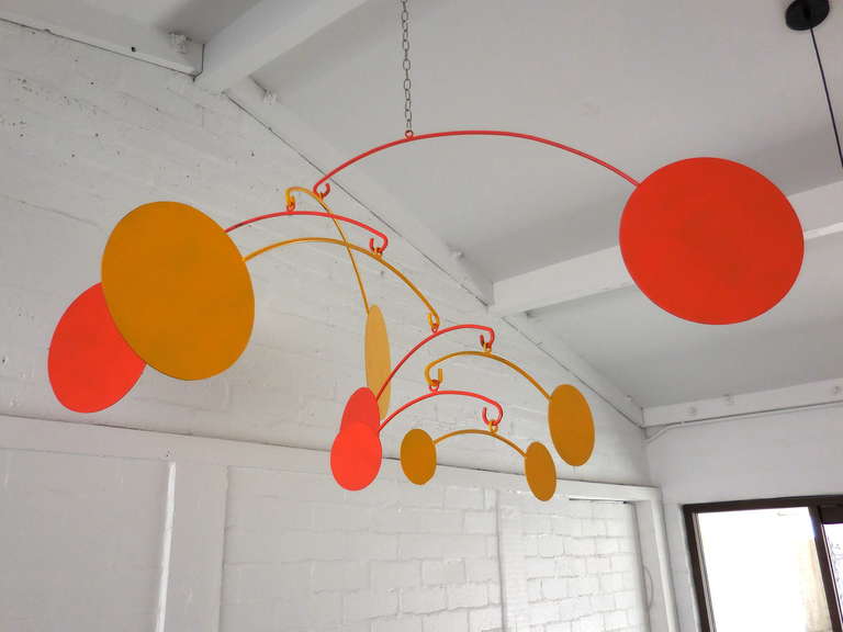A large scale 1970's six foot diameter painted steel mobile .