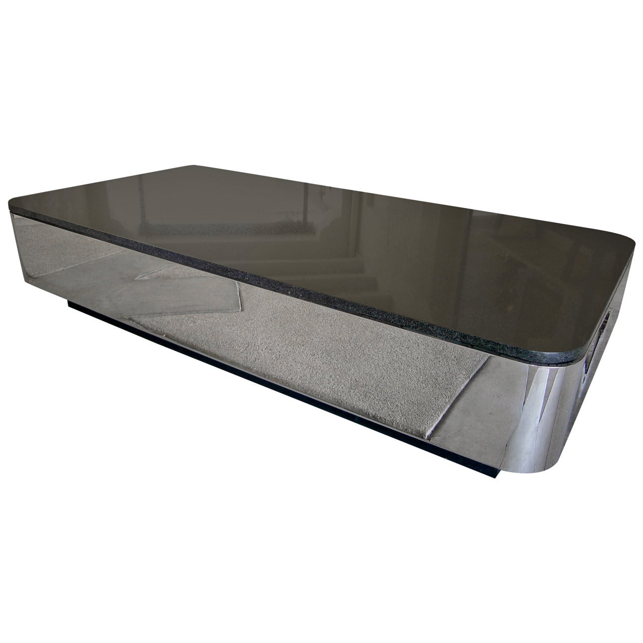 "The Grayboff Table" a Polished Steel & Granite Coffee Table by Brueton  C 1970s
