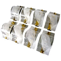 Dazzling Set of SIX Murano Glass Wall Sconces Made by Mazzega, circa 1970s