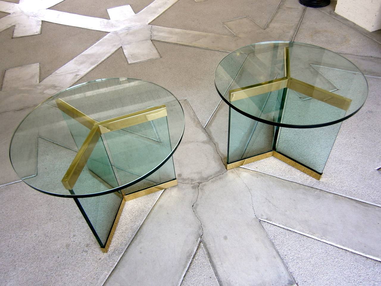 Mid-Century Modern Marvelous Pair of Glass and Brass 