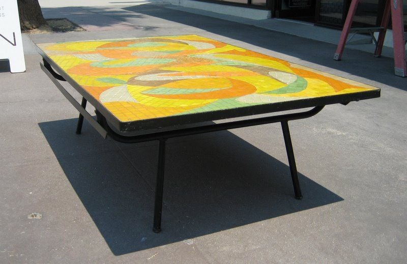 Mid-20th Century Custom mosaic topped George Nelson based  coffee table