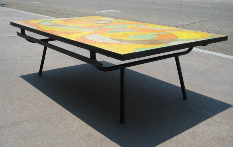 Custom mosaic topped George Nelson based  coffee table 1