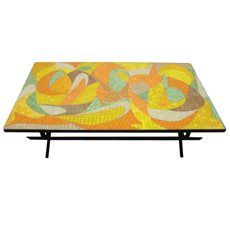 Custom mosaic topped George Nelson based  coffee table